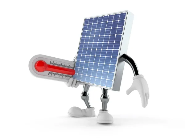 Pannello Fotovoltaico Carattere Termometro Isolato Fondo Bianco Illustrazione — Foto Stock
