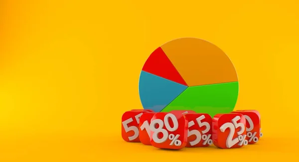 Pie Chart Percent Symbols Isolated Orange Background Illustration — Stock Photo, Image