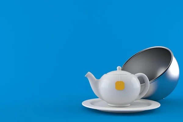 Teapot Catering Dome Isolated Blue Background Illustration — Stock Photo, Image