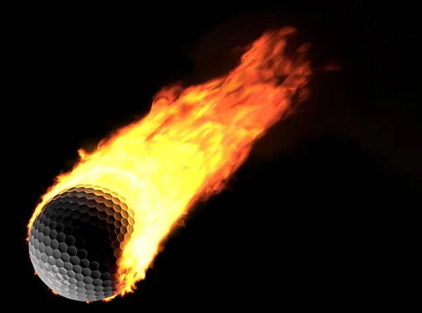 Siyah Arka Planda Yanan Bir Golf Topu Illüstrasyon — Stok fotoğraf