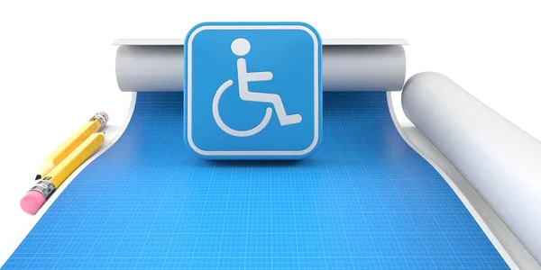Símbolo Handicap Con Lápiz Plano Sobre Fondo Blanco Ilustración —  Fotos de Stock