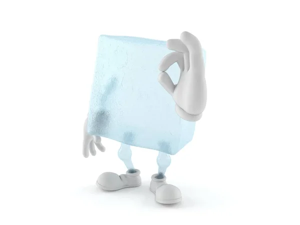 Personagem Cubo Gelo Com Gesto Isolado Fundo Branco Ilustração — Fotografia de Stock