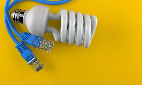 Light Bulb Network Cable — Stock Photo, Image