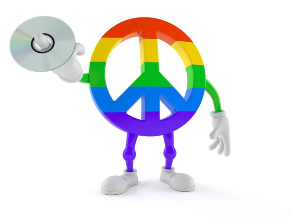 Personaggio Simbolo Pace Che Tiene Disco Isolato Sfondo Bianco Illustrazione — Foto Stock