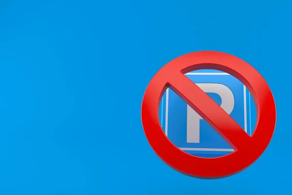 Parkovací Symbol Zakázaným Symbolem Izolovaným Modrém Pozadí Ilustrace — Stock fotografie