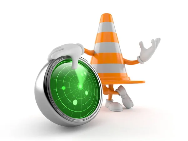 Traffic Cone Character Radar Isolated White Background Illustration — Stock Photo, Image