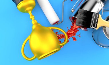 Boya kovalarıyla altın kupa