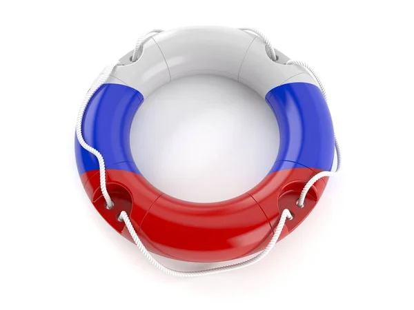 白い背景にロシア国旗が描かれたライフブイ 3Dイラスト — ストック写真