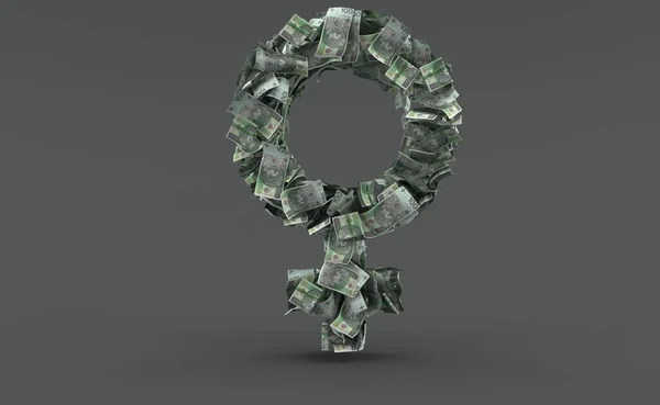 在灰色背景下孤立的波兰女性货币 3D说明 — 图库照片