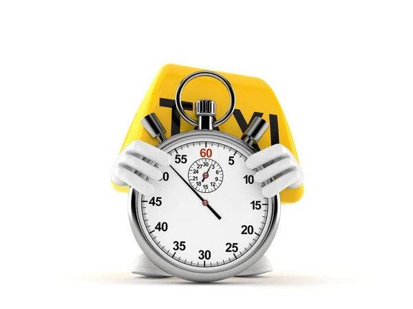 Taxi Character Stopwatch Isolated White Background Illustration — Stock Photo, Image