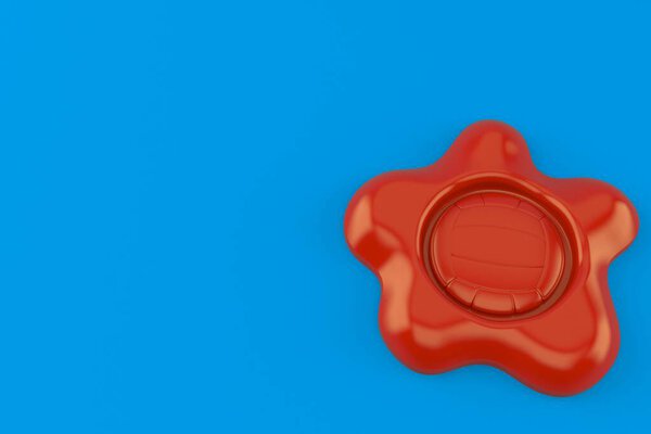 Volleyball rubber stamp isolated on blue background. 3d illustration