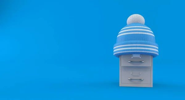 Αρχείο Χειμερινό Καπέλο Απομονώνονται Μπλε Φόντο Εικονογράφηση — Φωτογραφία Αρχείου
