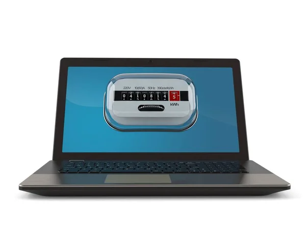 Laptop Electricity Meter — Stock Photo, Image