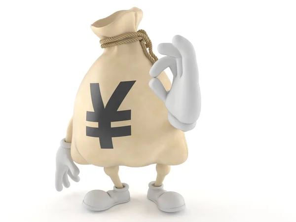 Yen Geldbeutel Charakter Mit Geste Isoliert Auf Weißem Hintergrund Illustration — Stockfoto