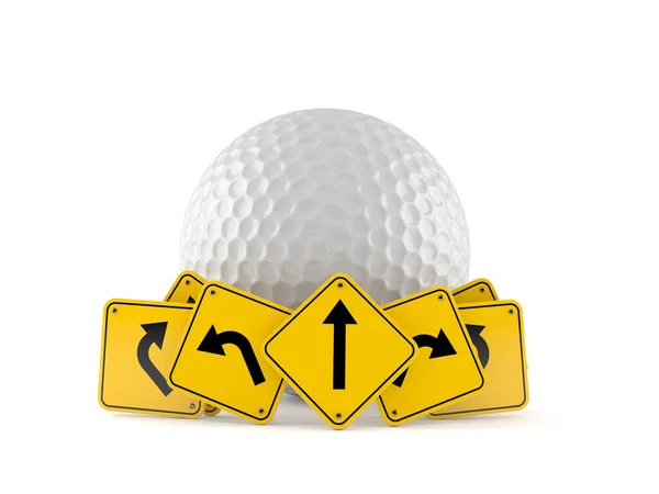道路標識付きのゴルフボール — ストック写真