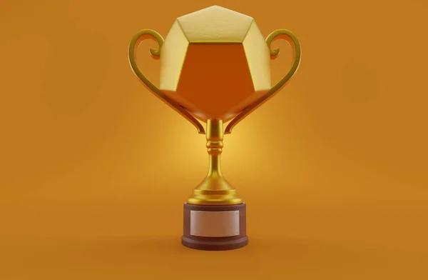 Золотой Трофей Rpg Оранжевом Фоне Иллюстрация — стоковое фото