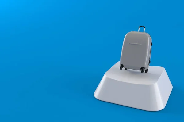 青い背景に隔離されたコンピュータキーのスーツケース 3Dイラスト — ストック写真