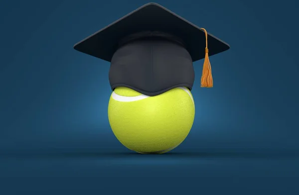 Tennisboll Med Whiteboardtavla Blå Bakgrund Illustration — Stockfoto
