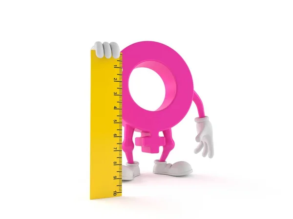 Vrouwelijk Gendersymbool Met Heerser Geïsoleerd Witte Achtergrond Illustratie — Stockfoto