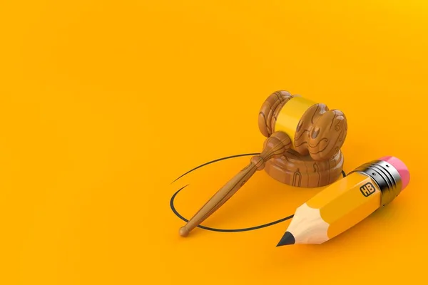 オレンジの背景に孤立した鉛筆で覆います 3Dイラスト ロイヤリティフリーのストック写真