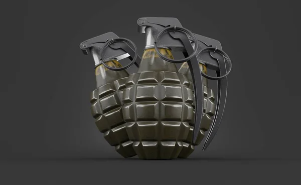 灰色の背景に手榴弾を渡す 3Dイラスト — ストック写真