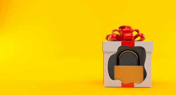 Padlock Εσωτερικό Δώρο Απομονώνονται Πορτοκαλί Φόντο Εικονογράφηση — Φωτογραφία Αρχείου