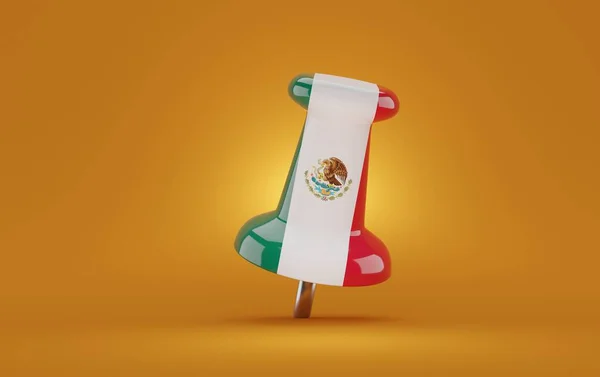 Thumbtack Mexikói Zászló Narancssárga Háttér Illusztráció — Stock Fotó