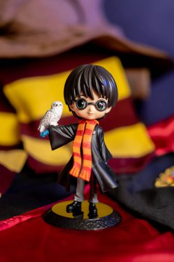 Kremenchug, Ukrayna - 21 Mart 2024. Harry Potter 'ın figürlü, oyuncak karakteri.