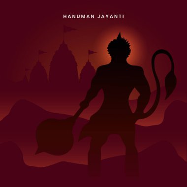 Hanuman Jayanti 'nin yaratıcı çizimi, Tanrı Sri Hanuman' ın doğumunu kutluyor.