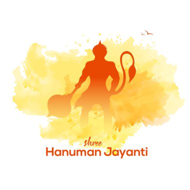 Hanuman Jayanti 'nin yaratıcı çizimi, Tanrı Sri Hanuman' ın doğumunu kutluyor.