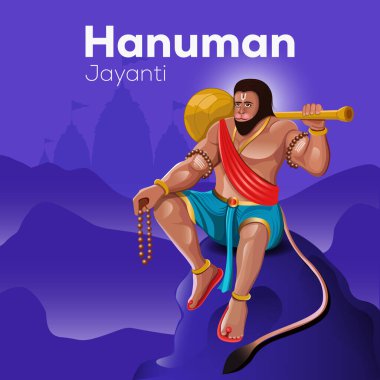 Hanuman Jayanti 'nin yaratıcı çizimi, Tanrı Sri Hanuman' ın doğumunu kutluyor.