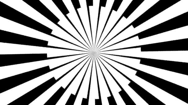 Анімований Круглий Спіральний Фон Сонячні Промені Чорно Білі Кадри — стокове відео