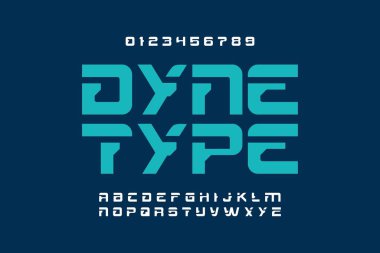 Teknoloji yazı tipi. Teknoloji harfleri sembolü. Teknik yazı tipi.