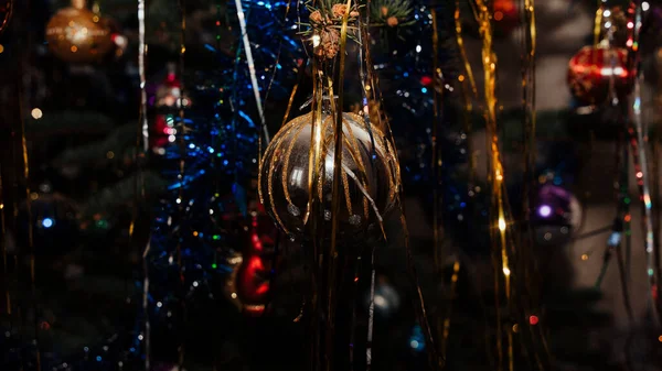 Karácsonyfa Labda Dekoráció Karácsonyfa Arany Karácsonyfa Labda — Stock Fotó
