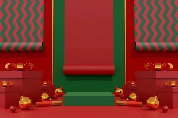 Κόκκινα Καλά Χριστούγεννα Και Ευτυχισμένο Νέο Έτος 2023 Κόκκινο Κουτί — Φωτογραφία Αρχείου