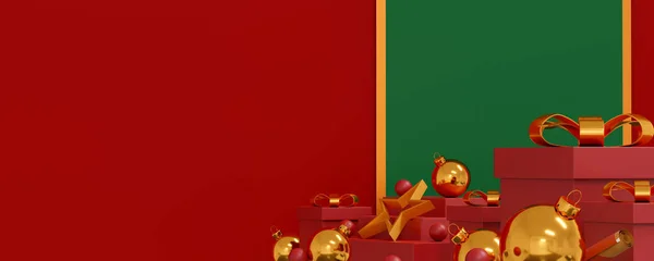 Frohe Weihnachten Banner Plakat Und Coverdesign Hintergrund Weihnachten Studio Tisch — Stockfoto