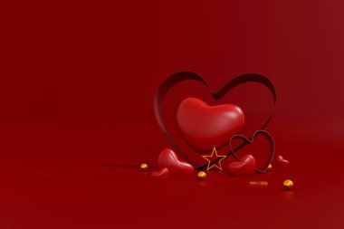 Happy valentines day background. Abstract background minimal style for branding product presentation on Valentines day. template greeting card design. 3D illustration
