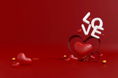 Happy valentines day background. Abstract background minimal style for branding product presentation on Valentines day. template greeting card design. 3D illustration