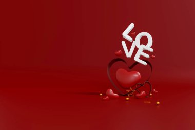 Happy valentines day background. Abstract background minimal style for branding product presentation on Valentines day. template greeting card design. 3D illustration