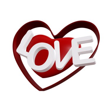 Happy Valentines Day decorated with hearts on white background. 3D illustration