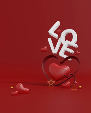 Happy valentines day background. Abstract background minimal style for branding product presentation on Valentines day. template greeting card design. 3D illustration