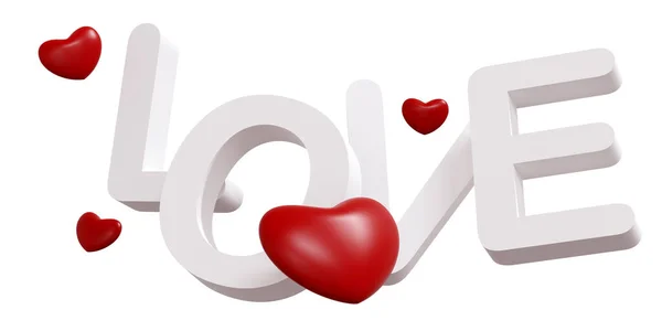 Happy Valentines Day Decorated Hearts White Background Illustration — Stockfoto