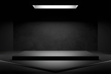 empty abstract industrial concrete interior. concrete floor and dark room. 3d illustration