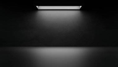 empty abstract industrial concrete interior. concrete floor and dark room. 3d illustration