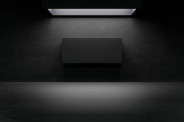 empty abstract industrial concrete interior. concrete floor and dark room. 3d illustration