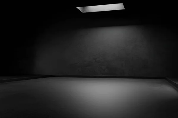 Empty Abstract Industrial Concrete Interior Concrete Floor Dark Room Illustration — 스톡 사진
