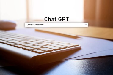 Yapay zeka yapay zekası, internetteki bazı şeylerin konsepti. Teknoloji geçmişinde dizüstü bilgisayar kullanan bir iş adamı, AI.Chat GPT sohbet yapay zeka, OpenAI tarafından geliştirildi.
