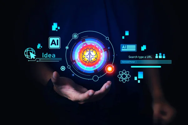 Τεχνητή Νοημοσύνη Machine Learning Business Internet Technology Concept Ολόγραμμα Ψηφιακό — Φωτογραφία Αρχείου
