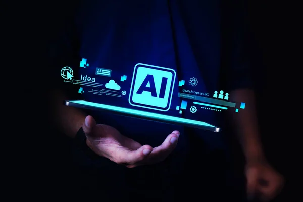 Inteligencia Artificial Machine Learning Business Internet Technology Concept Holograma Chatbot —  Fotos de Stock