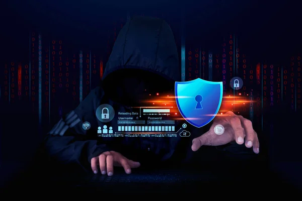 Proteção Computador Segurança Rede Proteger Seu Conceito Dados Ícone Escudo — Fotografia de Stock